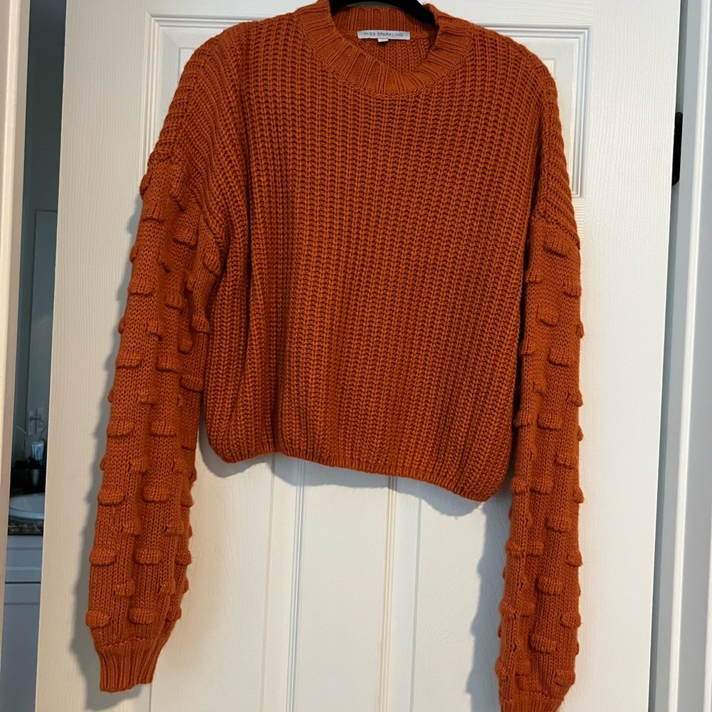 Rust Textured Knit Sweater